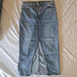 Lulu's Blue Denim Midi Skirt